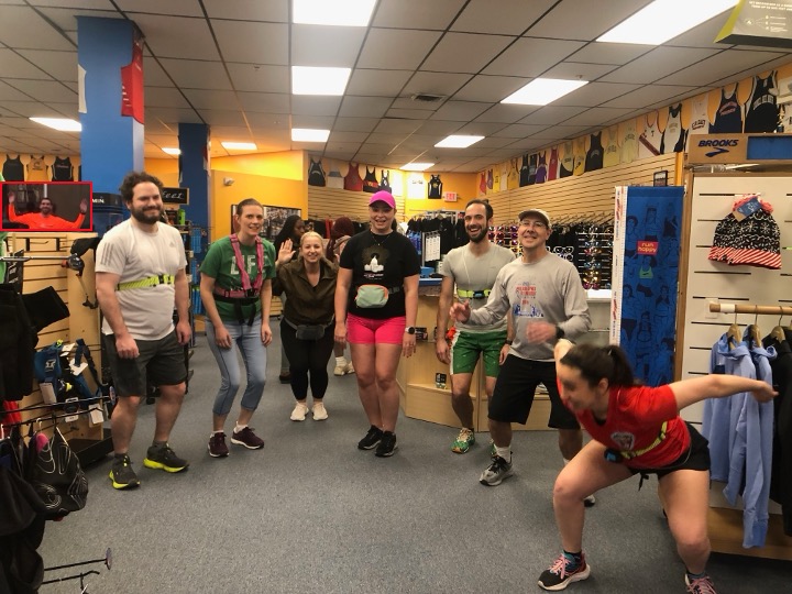 Runners about to jump.