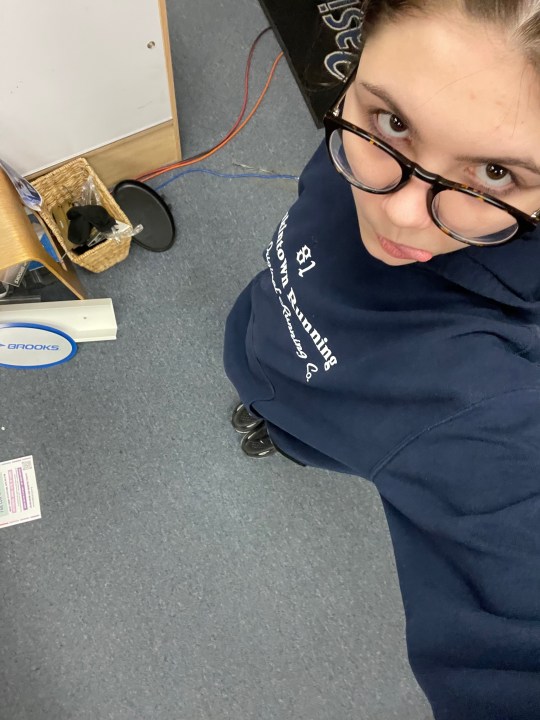 Selfie from above with tongue hanging out