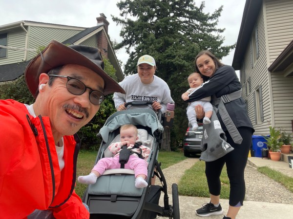 CtCloser as selfer with Candace and Celine (in stroller) and Adelaide with Torin (in body pack)