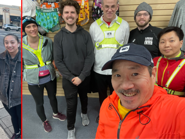 Runners across one wall with Shoshana cut and pasted from a picture on the sidewalk