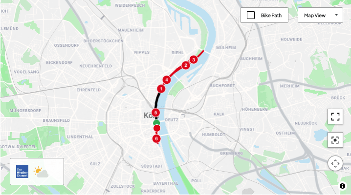 Map of route from Strave.