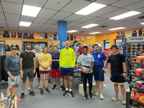 A standard portrait of runners arrayed across the middle of the store